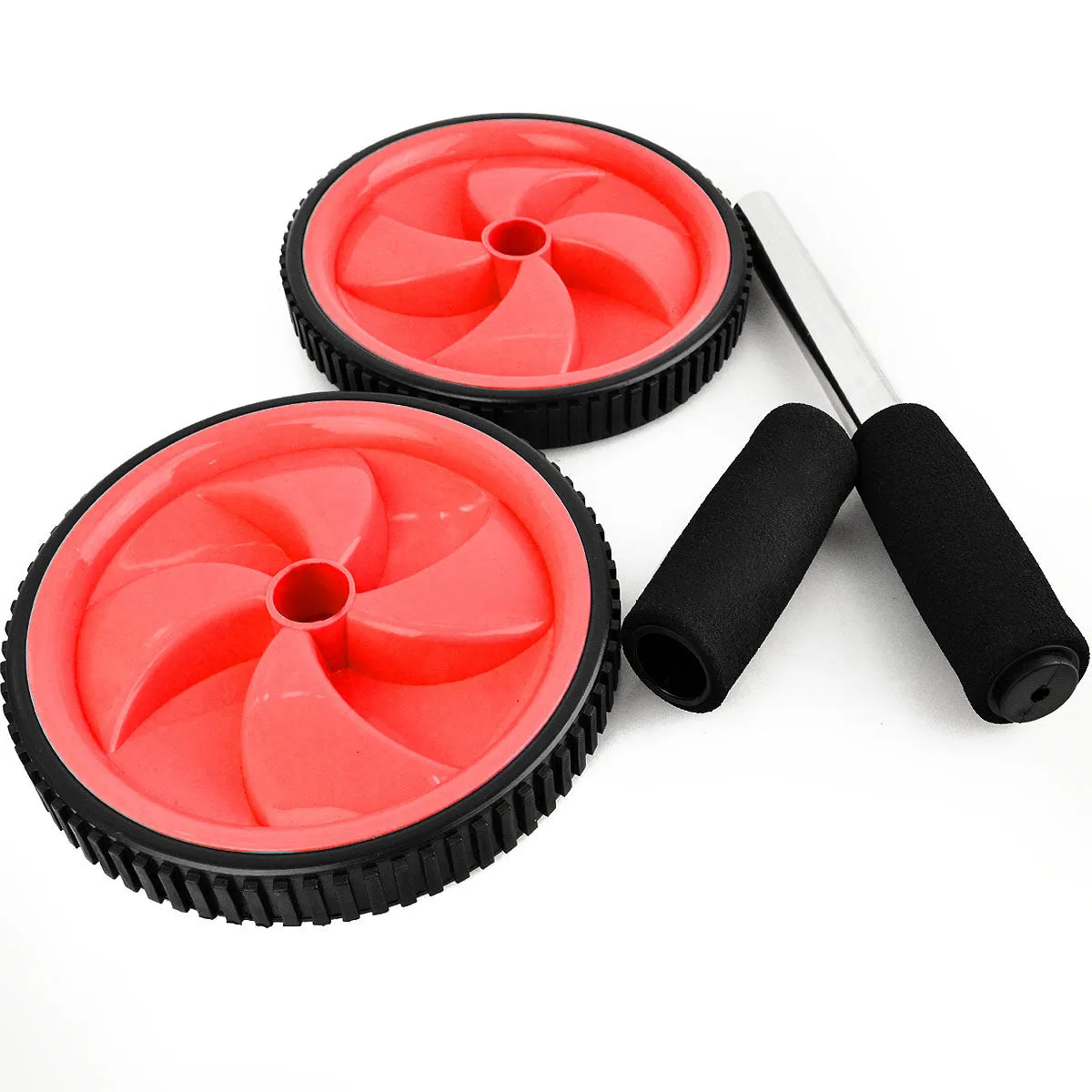 RED DUAL WHEEL ABDOMINAL EXERCISE AB ROLLER