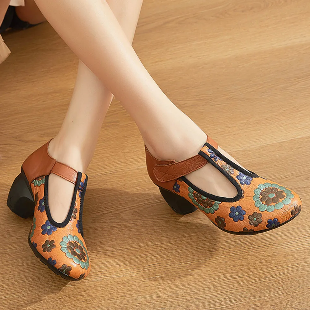 Retro Printed Ethnic Style Velcro Single Shoes