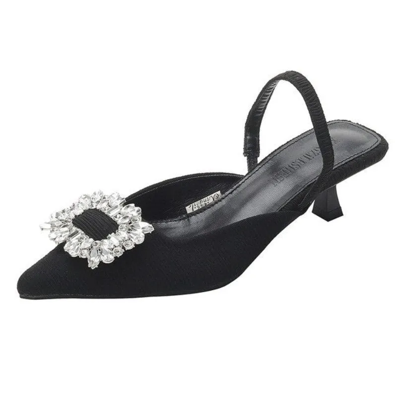 Rhinestone Silk Stiletto High-Heeled