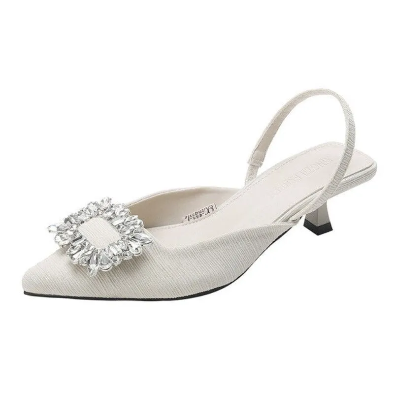 Rhinestone Silk Stiletto High-Heeled