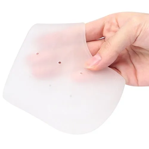 Silicone Gel Heel Protector Sleeve - Moisturizing Feet Heel Spur Pads Socks for Relief Heel Pain & Plantar Fasciitis - 1 Pair (2.5mm, White)