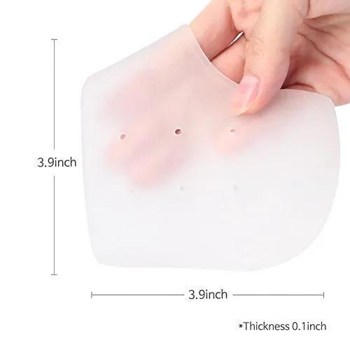 Silicone Gel Heel Protector Sleeve - Moisturizing Feet Heel Spur Pads Socks for Relief Heel Pain & Plantar Fasciitis - 1 Pair (2.5mm, White)
