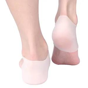 Silicone Gel Heel Protector Sleeve - Moisturizing Feet Heel Spur Pads Socks for Relief Heel Pain & Plantar Fasciitis - 1 Pair (2.5mm, White)