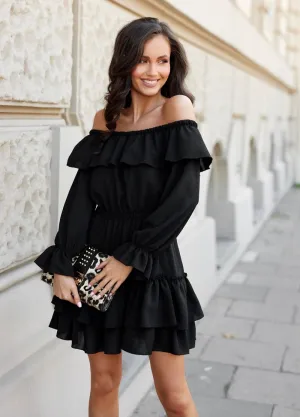 Spanish style flared skirt with ruffles day dress