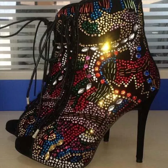 Strap Heel Rhinestone Summer Sandals