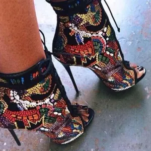 Strap Heel Rhinestone Summer Sandals