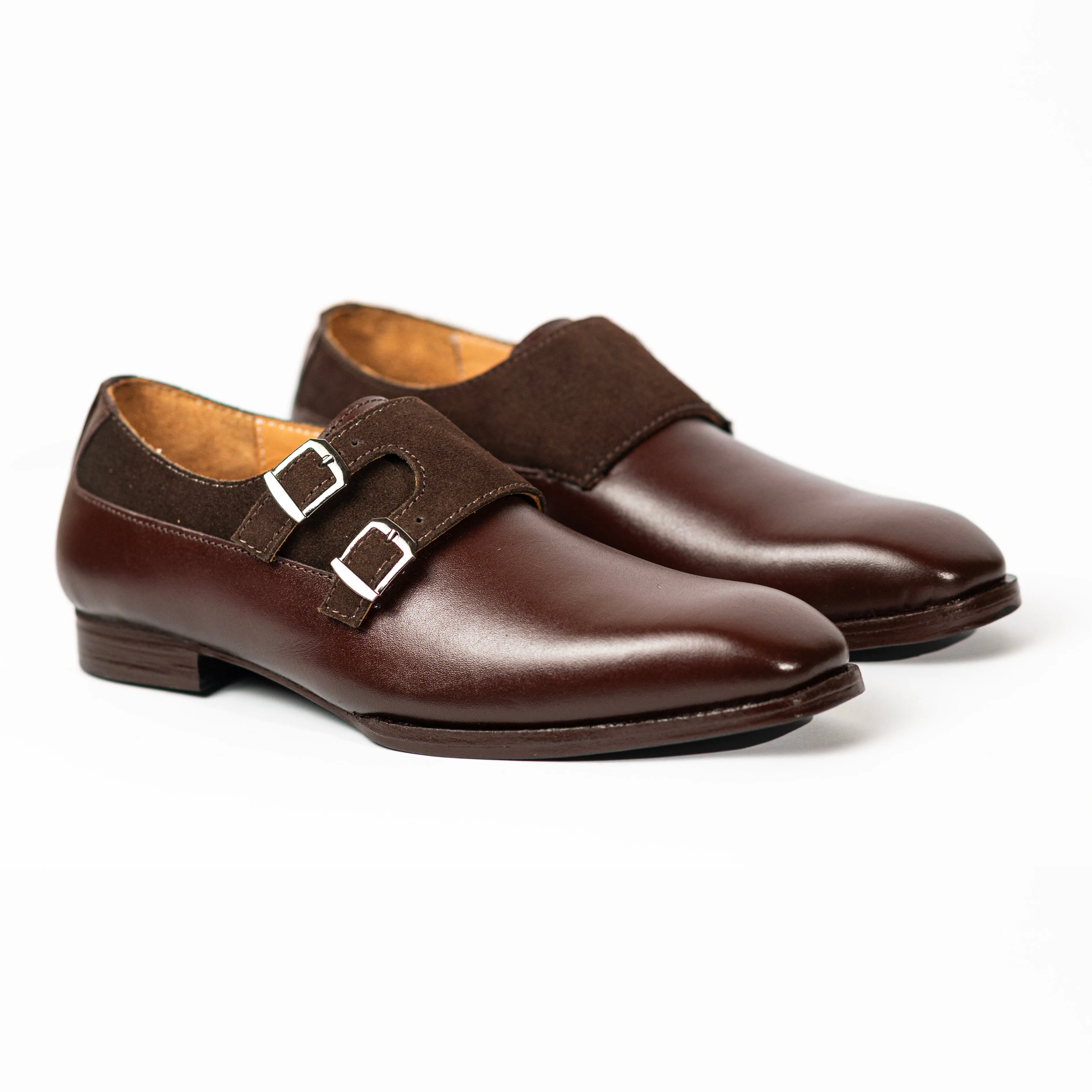 Tanned Cocoa Double Monk Straps Shoes