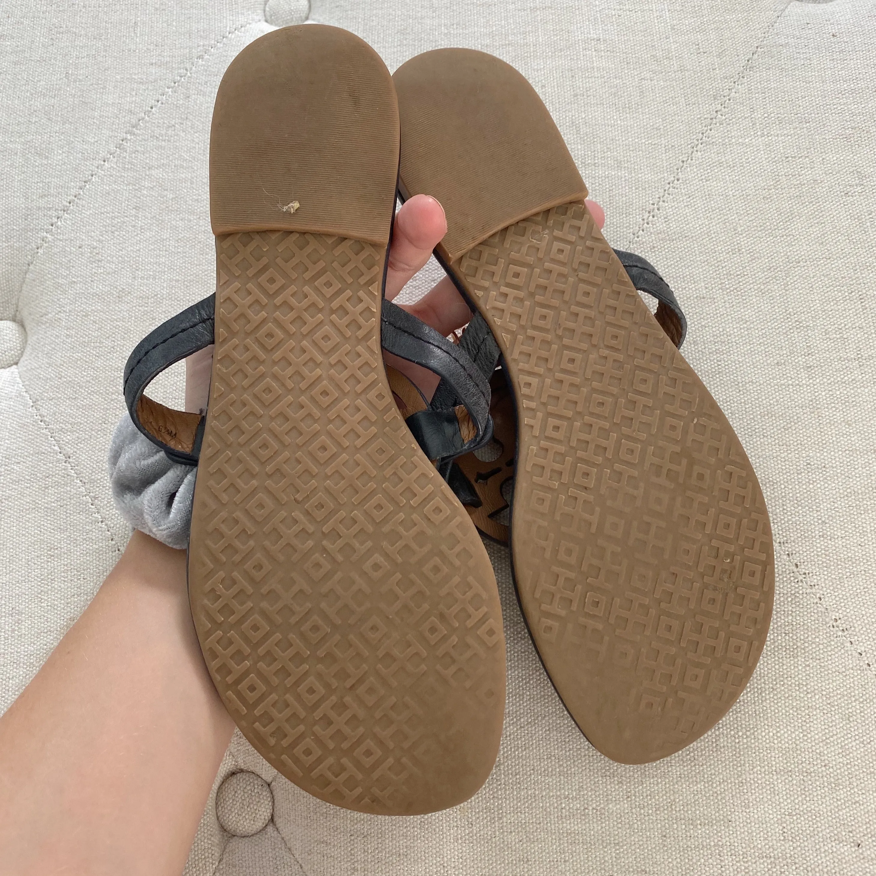 Tory Burch Navy Leather Miller Sandals 6.5