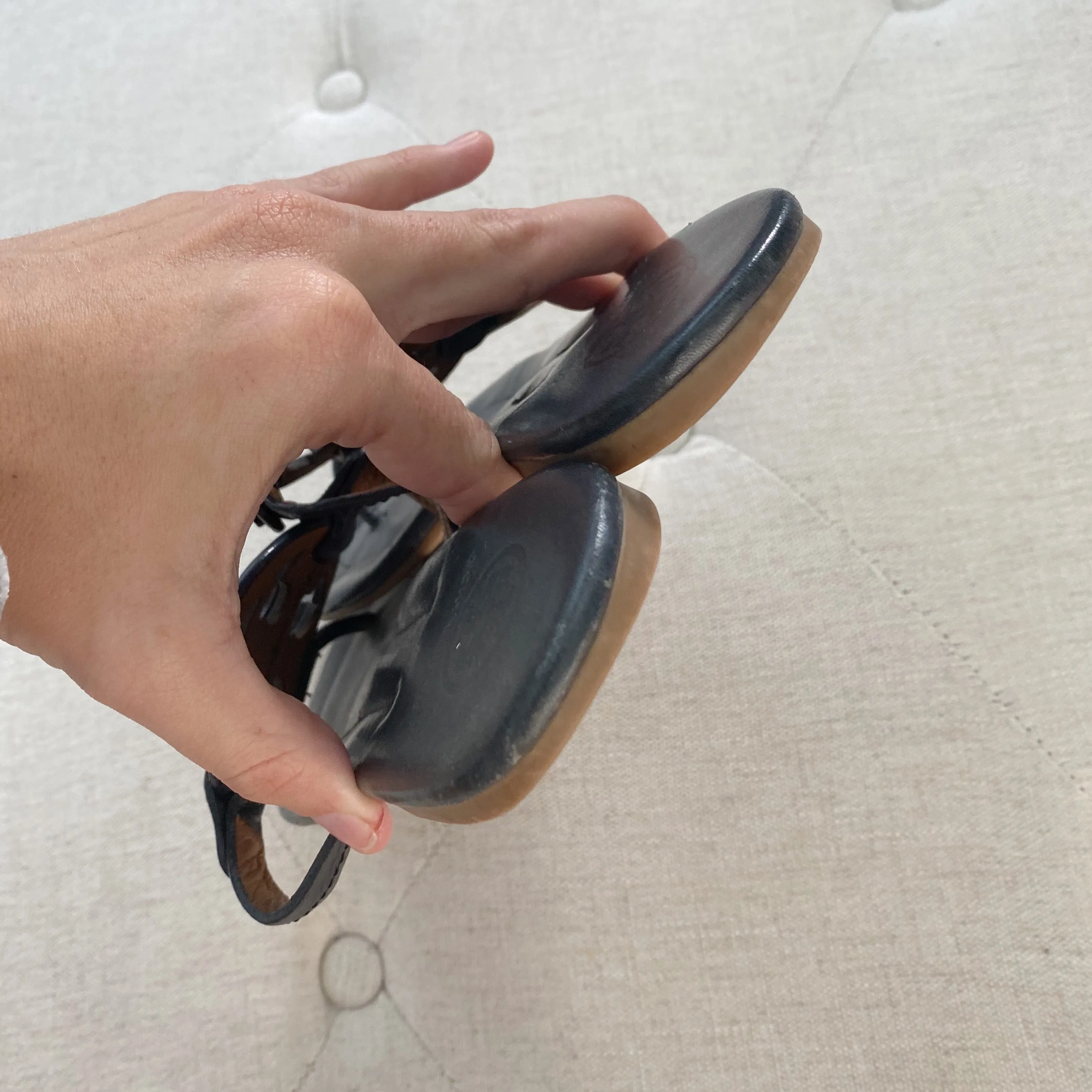 Tory Burch Navy Leather Miller Sandals 6.5