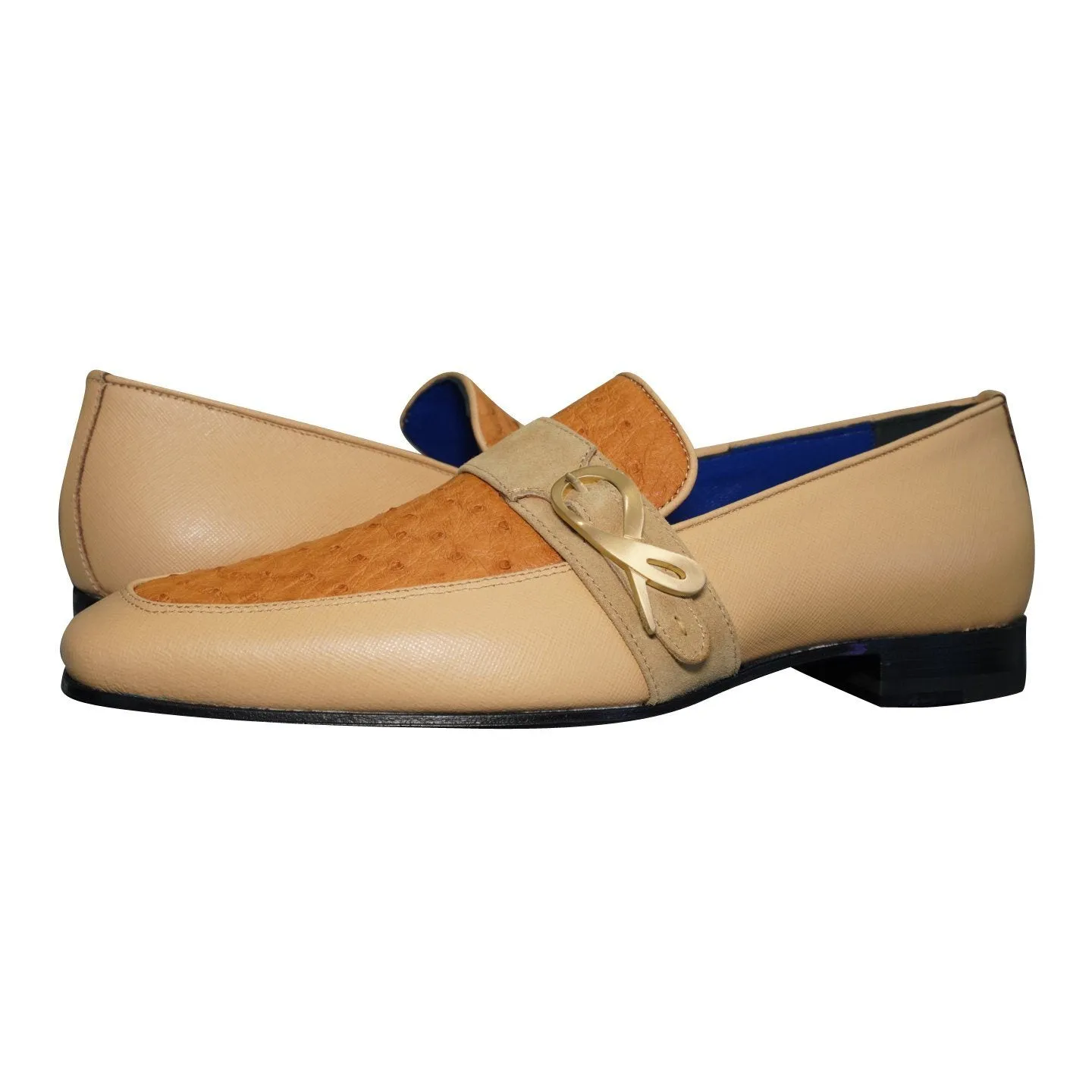 Tuscan Ostrich Monk Gold Loafer