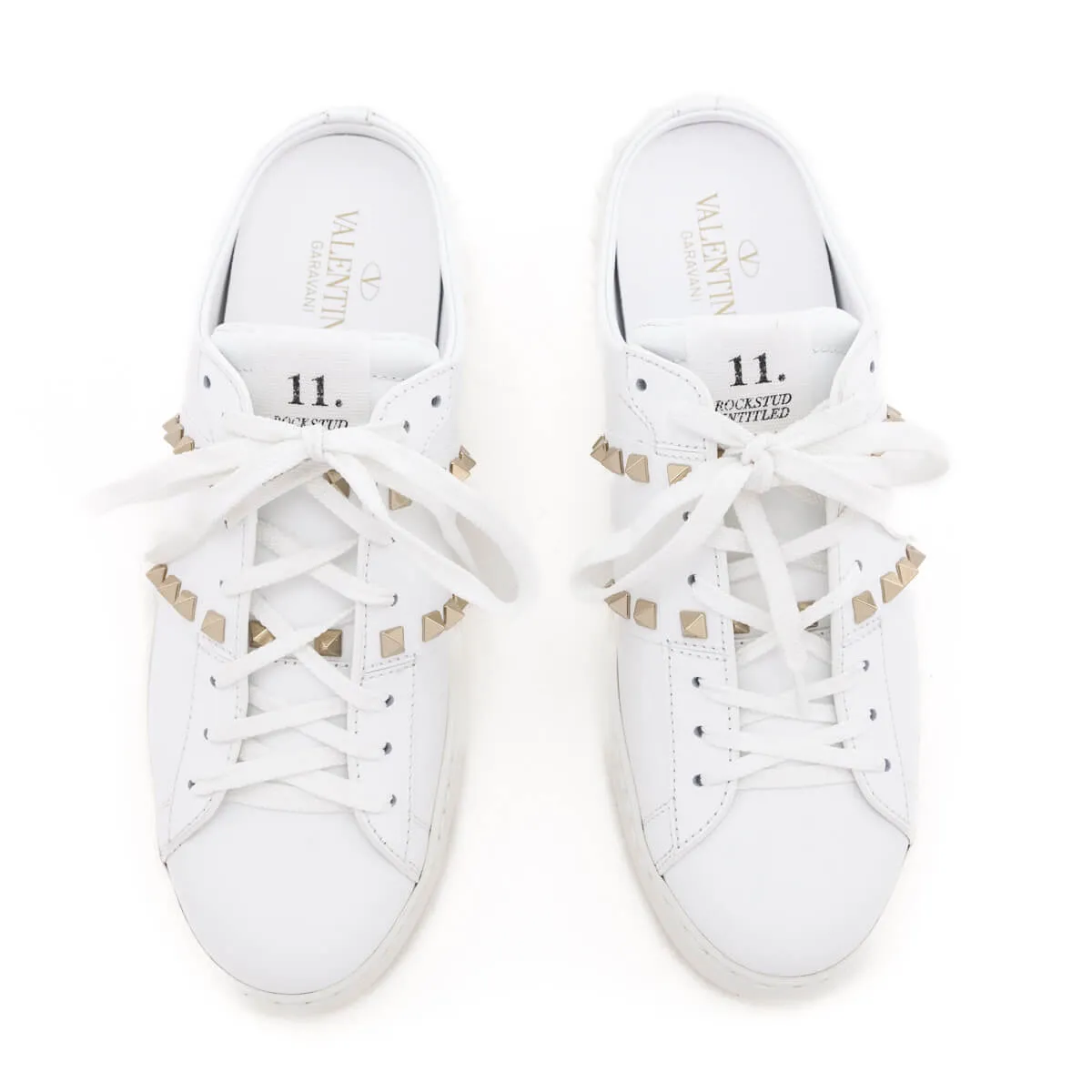 Valentino White Rockstud Untitled Open Slide Sneakers Size US 11 | EU 41