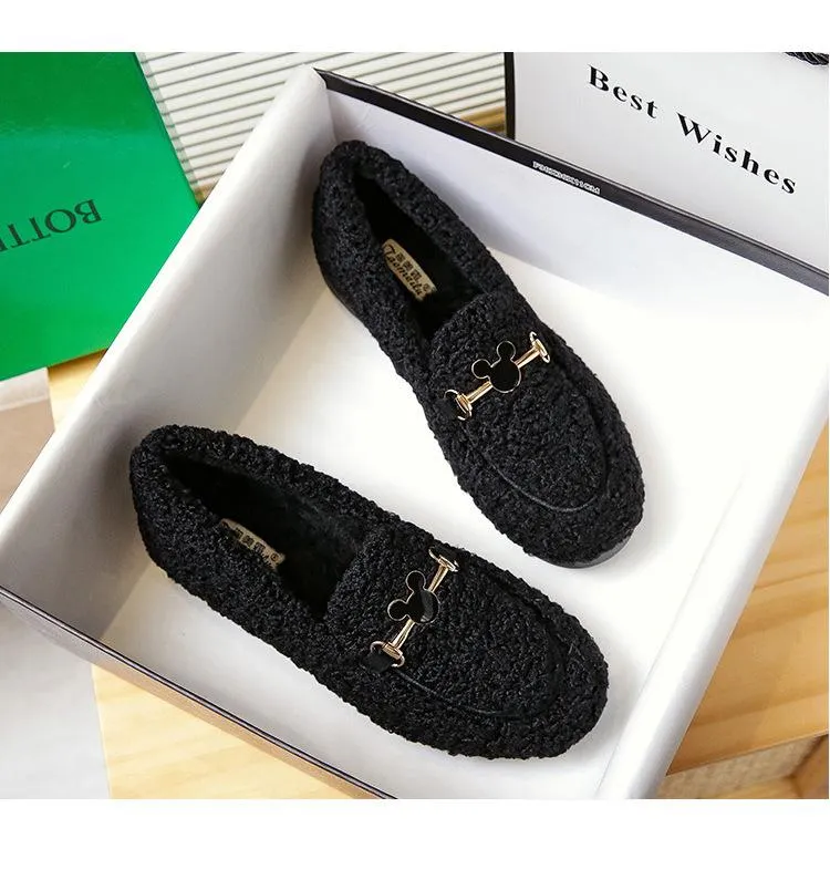 vanccy Furry Flats Loafers Fu64