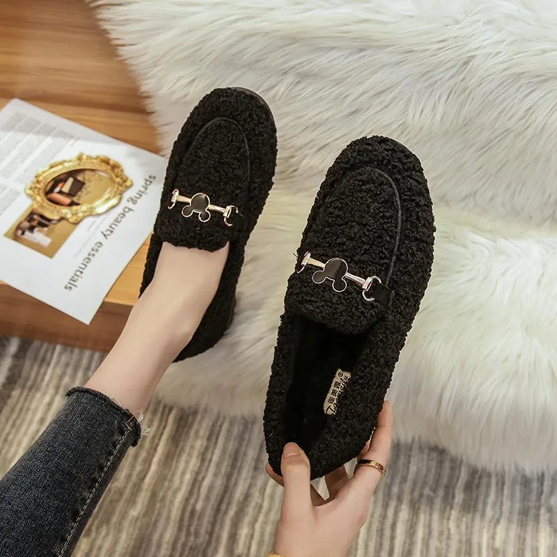 vanccy Furry Flats Loafers Fu64