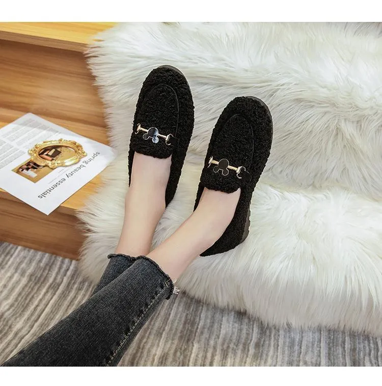 vanccy Furry Flats Loafers Fu64