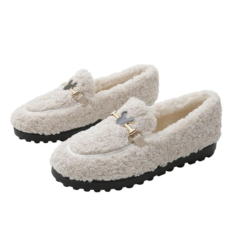 vanccy Furry Flats Loafers Fu64