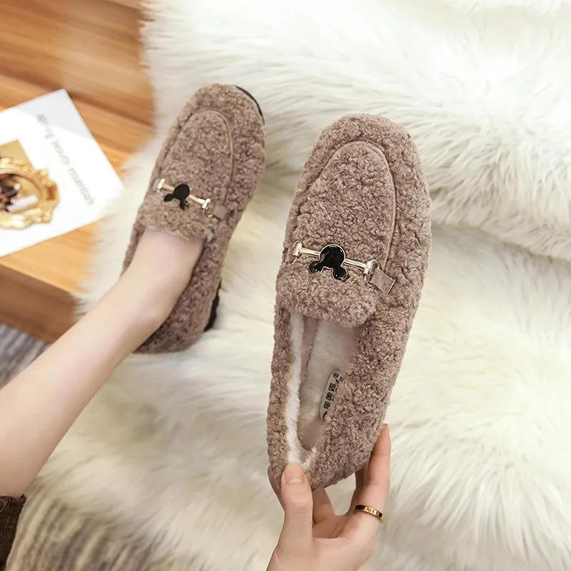 vanccy Furry Flats Loafers Fu64