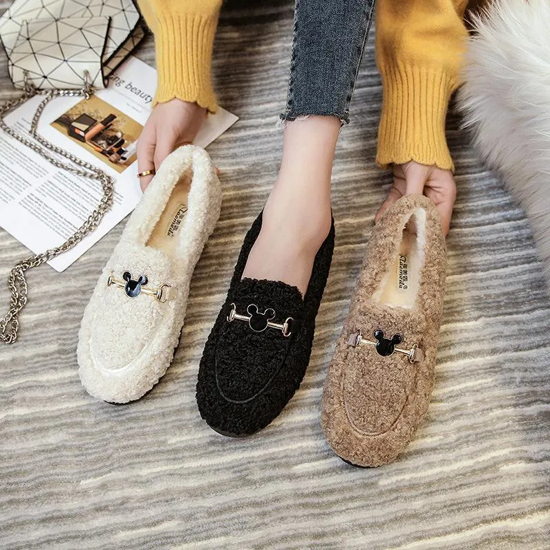 vanccy Furry Flats Loafers Fu64