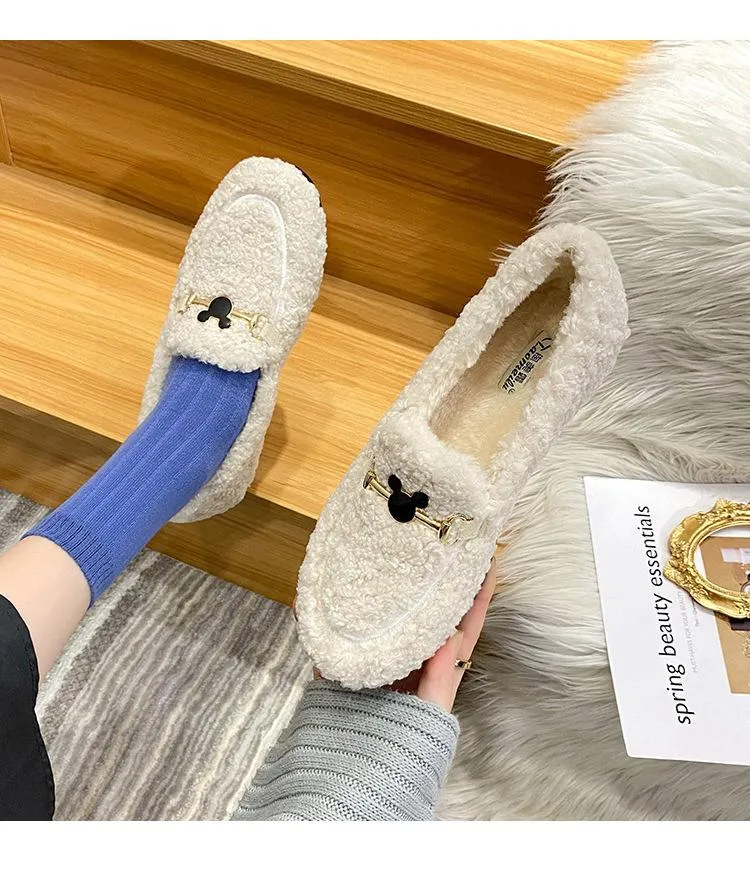 vanccy Furry Flats Loafers Fu64