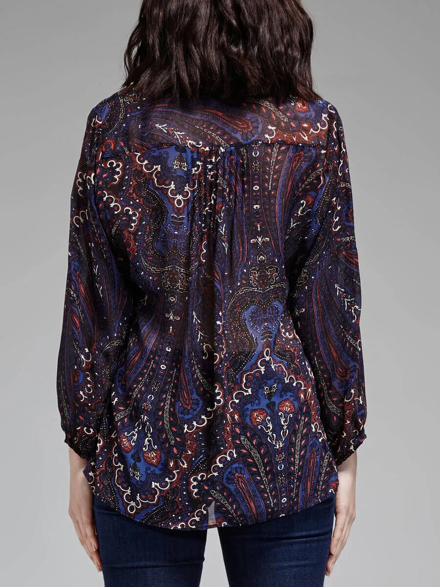 Vandrea Paisley Print Sheer Blouse