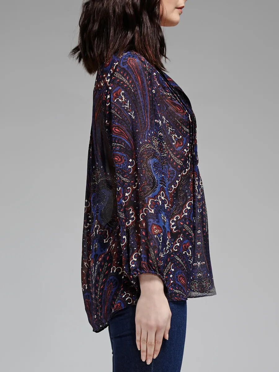 Vandrea Paisley Print Sheer Blouse