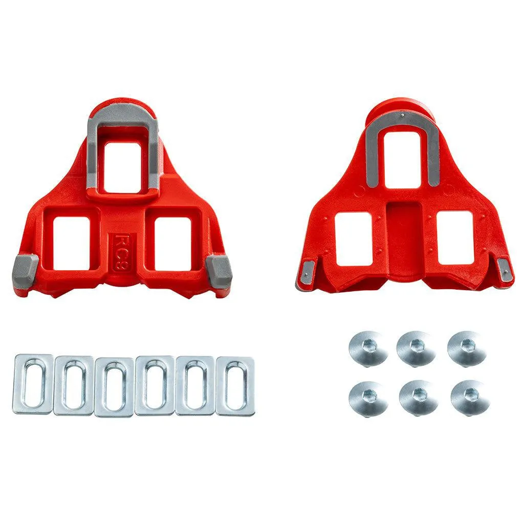 WellGo RC-9B Cleats for Road Pedals (SPD-SL COMPATIBLE) - 6-Degree Float - Red 6°
