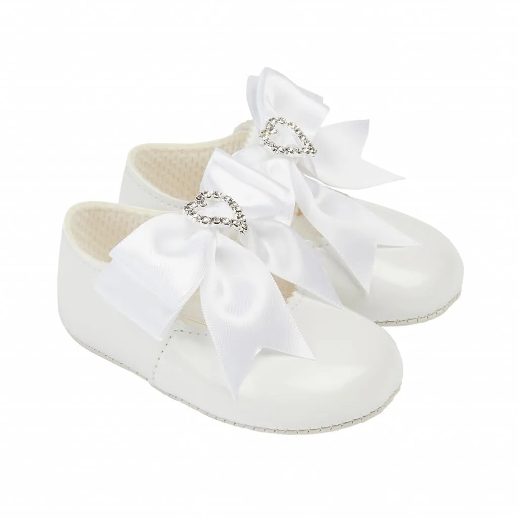 White Heart Patent Ribbon Pre Walker Mary Jane Baypods