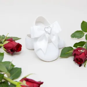 White Heart Patent Ribbon Pre Walker Mary Jane Baypods
