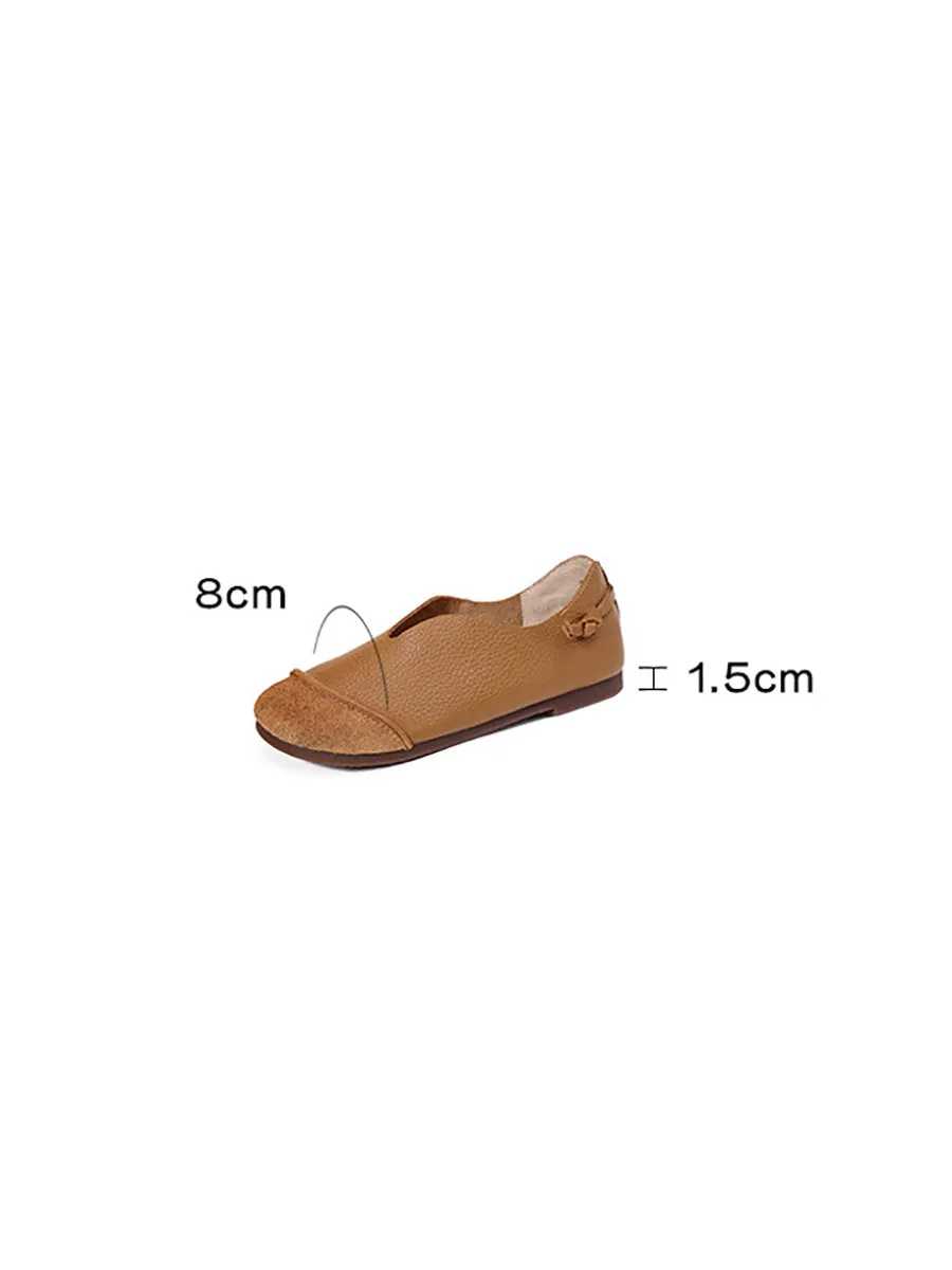 Women Casual Leather Spliced Soft Flat Shoes