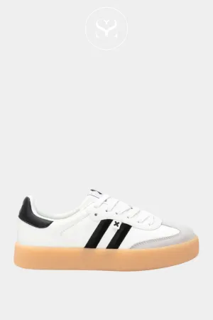 XTI 144050 WHITE & BLACK STRIPE PLATFORM TRAINERS